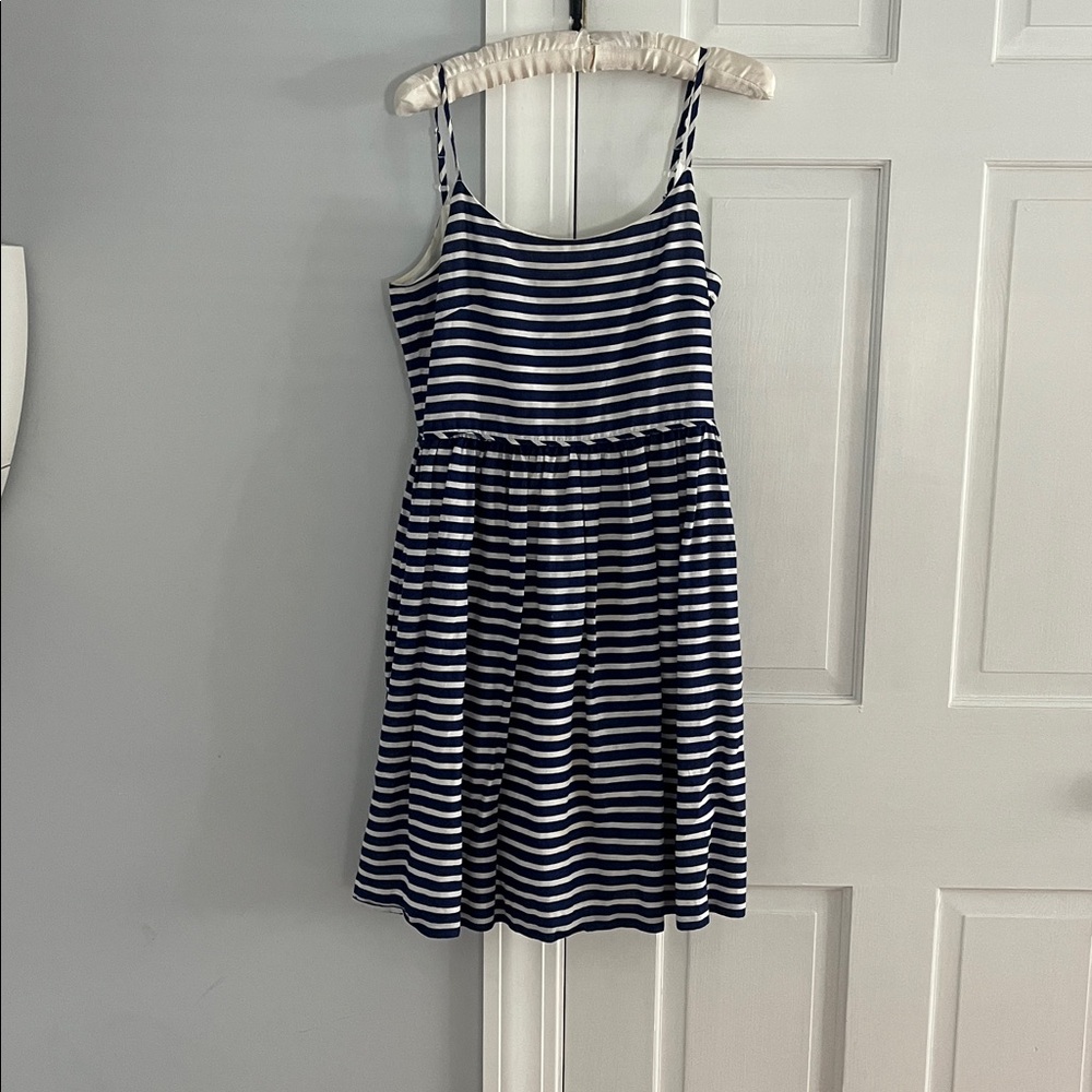 Navy and White Striped J Crew Dress